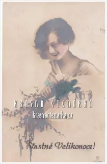 Přání VELIKONOČNÍ s dívenkou
