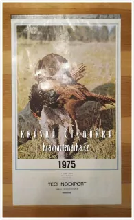 Nástěnný kalendář TECHNOEXPORT 1975 (myslivecký motiv)