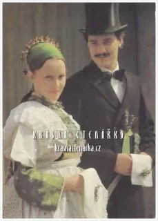 DÁMA / ŽENA v kroji, Lužickosrbská nevěsta s ženichem