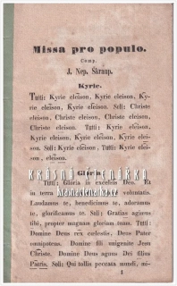 MISSA PRO POPULO / MŠE PRO LID (Škroup Jan Nepomuk)