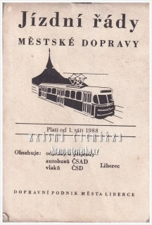 JÍZDNÍ ŘÁDY MĚSTSKÉ DOPRAVY LIBEREC 1988