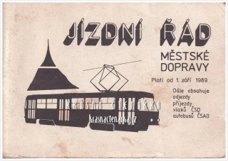 JÍZDNÍ ŘÁDY MĚSTSKÉ DOPRAVY LIBEREC 1989