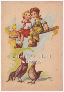 DĚTI, kohoutek a slepička (il. Salač Ludvík Alois)
