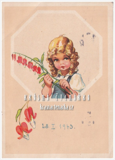DÍVENKA s květinou (il. Salač Ludvík Alois)