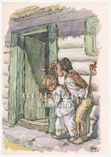 CHLAPEC V KROJI na velikonočním přání (il. Fischerová-Kvěchová Marie)
