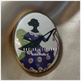 Bižuterní BROŽ "Dívka s loutnou", cca 1940