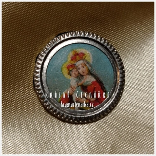 Bižuterní BROŽ madona s dítětem, cca 1940