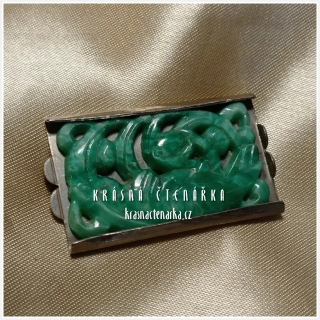 Bižuterní BROŽ malachit, cca 1970