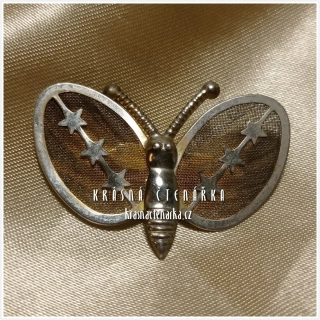 Bižuterní BROŽ motýl, cca 1960