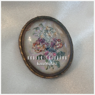 Bižuterní BROŽ s kyticí, cca 1920