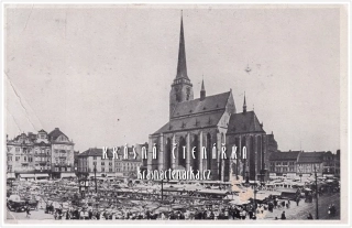 PLZEŇ, Náměstí Republiky, katedrála a trhy