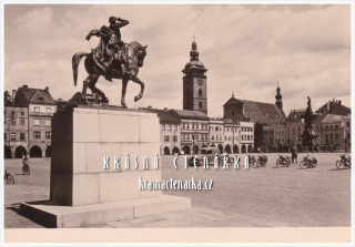 ČESKÉ BUDĚJOVICE, Žižkovo náměstí i s pomníkem, nyní nám. Přemysla Otakara