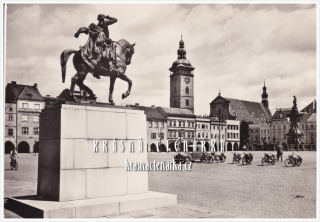 ČESKÉ BUDĚJOVICE, Žižkovo náměstí i s pomníkem, nyní nám. Přemysla Otakara