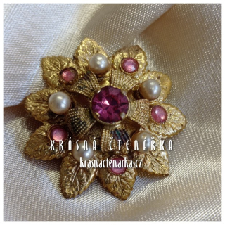 Bižuterní BROŽ květinka, cca 1960