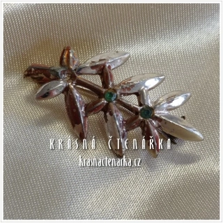 Bižuterní BROŽ lístek, cca 1960