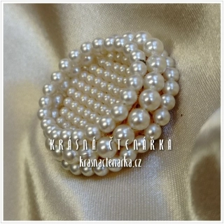 Bižuterní BROŽ s perličkami, cca 1970