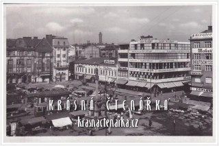 OSTRAVA, Masarykovo náměstí a obchody i tramvaje