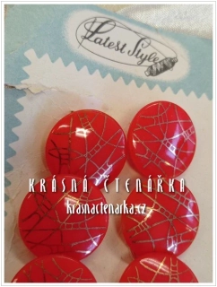 KNOFLÍK Latest style skleněný ORANŽOVÝ / ZLATÝ, 6 ks