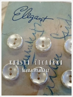 KNOFLÍK Elegant plastový BÍLÝ / PERLEŤOVÝ, 9 ks