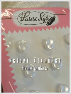 KNOFLÍK Latest style skleněný BÍLÝ / PERLEŤOVÝ, 12 ks