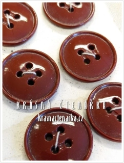 KNOFLÍK skleněný HNĚDÝ, 8 ks