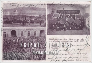PÍSEK, Manifestace soc. dem. dělnictva pro všeobecné právo hlasovací dne 28. 11. 1905