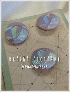 KNOFLÍK Elegant skleněný BÍLÝ / FIALOVÝ, 3 ks