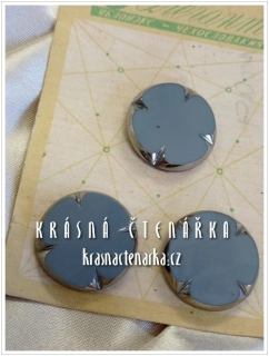 KNOFLÍK Elegant skleněný ŠEDÝ, 3 ks