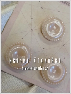 KNOFLÍK Elegant skleněný SMETANOVÝ, 3 ks