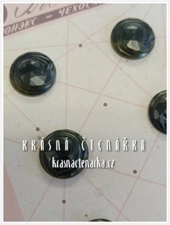 KNOFLÍK Elegant skleněný ČERNÝ, 6 ks