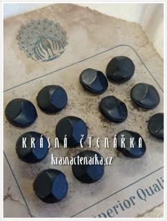KNOFLÍK skleněný ČERNÝ, 12 ks