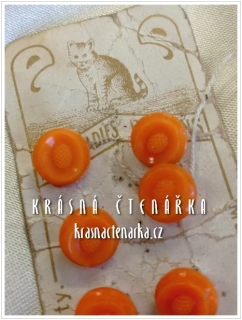 KNOFLÍK skleněný ORANŽOVÝ, 12 ks
