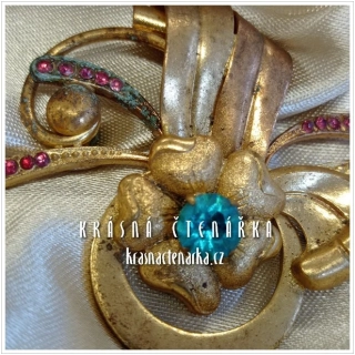 Bižuterní BROŽ květinová, cca 1960