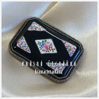 Bižuterní BROŽ s růžičkami, cca 1920