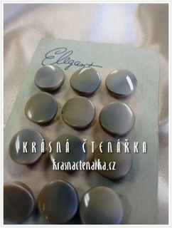 KNOFLÍK Elegant skleněný ŠEDÝ, 12 ks