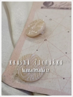 KNOFLÍK Elegant skleněný SMETANOVÝ, 4 ks