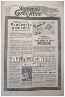 VEČERNÍ ČESKÉ SLOVO 1937/215 (Úmrtí T. G. Masaryka)
