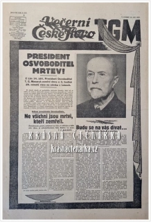VEČERNÍ ČESKÉ SLOVO 1937/215 (Úmrtí T. G. Masaryka)