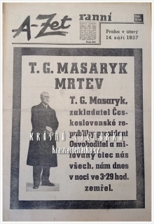 A-ZET ranní 1937/201 (Úmrtí T. G. Masaryka)