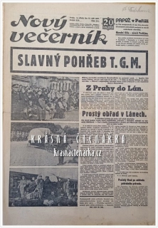 NOVÝ VEČERNÍK 1937/217 (Pohřeb T. G. Masaryka)