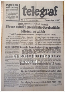 TELEGRAF 1937/210 (Úmrtí T. G. Masaryka)