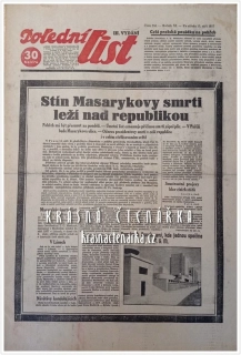 POLEDNÍ LIST 1937/256 (Úmrtí T. G. Masaryka)