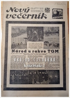NOVÝ VEČERNÍK 1937/215 (Pohřeb T. G. Masaryka)