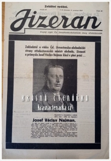  JIZERAN, Krajský orgán Čsl. živnostensko-obchodnické strany středostavovské 1937/36 (Úmrtí Josef Václav Najman)