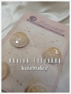 KNOFLÍK Elegant skleněný SMETANOVÝ, 4 ks