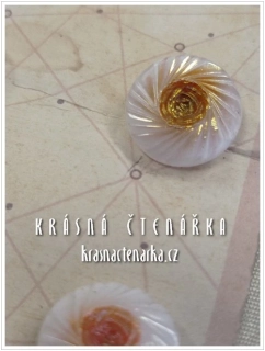 KNOFLÍK Elegant skleněný BÍLÝ / HNĚDÝ