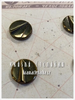 KNOFLÍK Elegant skleněný HNĚDÝ / ZLATÝ, 6 ks