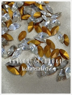 Bižuterní tvarový kámen NAVETTES, Crystal, vel. 10/5, 135 ks