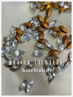 Bižuterní tvarový kámen NAVETTES, Crystal, vel. 8/4, 130 ks
