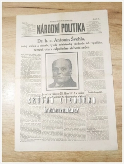 NÁRODNÍ POLITIKA 1933 / 341 (Úmrtí Antonín Švehla) 